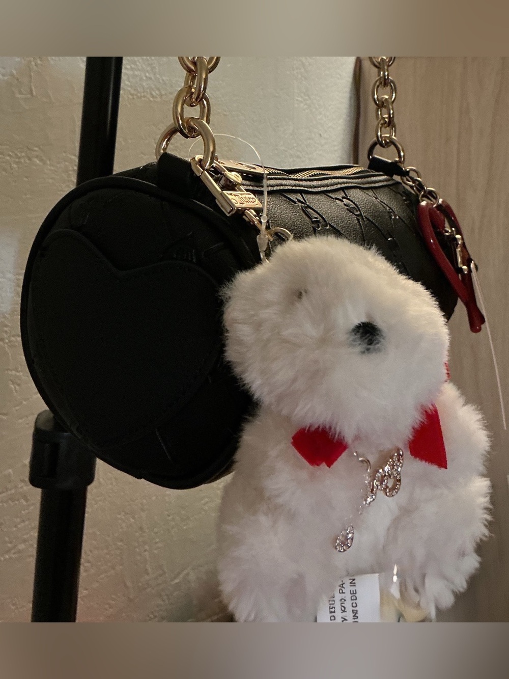 Juicy Couture Holiday In Roll Bag w/Teddy Bear Plush Charm - Liquorice - Picture 4 of 8
